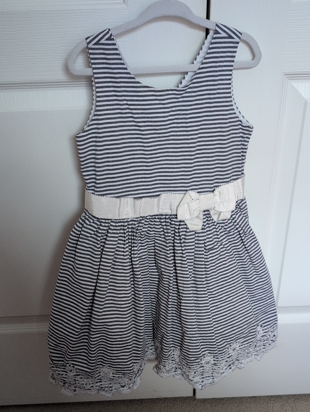 Gymboree Navy and White Striped Bow-Waist Dress